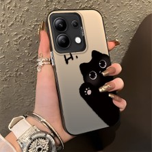 HONTINGA Xiaomi Redmi Note 13 ile Uyumlu Kılıfı Silikon Kenar Sert Arka Düşüme Önleyici Basitlik Anti Düşme Kamera Korumali Kedi Desen Telefon Kılıfı Kadın ve Erkek Için Uygundur K1-0082