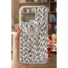 Nezih Case iPhone 15 Uyumlu Parlak Taşlı Kamera Çerçeveli Kuğu Tasarım Premium Şık Kılıf