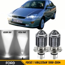 ŞüsCarOto Aksesuar Ford Focus 1 Hb&sedan 1998-2004 Uyumlu Mercekli Far Ampulü LED Xenon Beyaz Renk Far Şimşek Etkili Csp LED Lamba Uzun Kısa 2 Adet Takım
