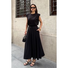 Bejna Kadın Modal Touch Vatkalı Bluz Pileli Etek Alt Üst Takım
