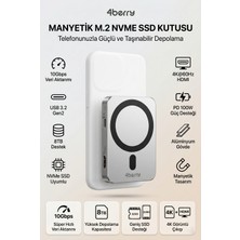 4berry Manyetik M.2 Nvme Telefon SSD Kutusu – 10GBPS, Magsafe Uyumlu, 4K HDMI & 100W Pd Destekli Harici Hard Disk Kutusu