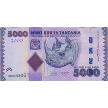 Banknoting Tanzanya 5000 Şilin 2020 Gergedan. Çil.