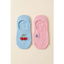 Bony Socks Kadın 2'li Kirazlı Görünmez Babet Çorap