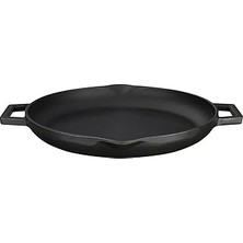 Uravas Store Lava Döküm Yuvarlak Kızartma Tavası, Metal Kulplu, 26 Cm, Siyah