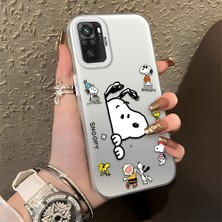 HONTINGA Xiaomi Redmi Note 10S ile Uyumlu Kılıfı Silikon Kenar Sert Arka Düşüme Önleyici Basitlik Anti Düşme Kamera Korumali Snoopy Desen Telefon Kılıfı Kadın ve Erkek Için Uygundur K1-0080