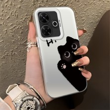 HONTINGA Xiaomi Redmi 13 4g ile Uyumlu Kılıfı Silikon Kenar Sert Arka Düşüme Önleyici Basitlik Anti Düşme Kamera Korumali Kedi Desen Telefon Kılıfı Kadın ve Erkek Için Uygundur K1-0082