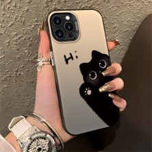 HONTINGA iPhone 15 Pro Max ile Uyumlu Kılıfı Silikon Kenar Sert Arka Düşüme Önleyici Basitlik Anti Düşme Kamera Korumali Kedi Desen Telefon Kılıfı Kadın ve Erkek Için Uygundur K1-0082