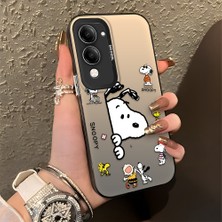HONTINGA Vivo Y04 ile Uyumlu Kılıfı Silikon Kenar Sert Arka Düşüme Önleyici Basitlik Anti Düşme Kamera Korumali Snoopy Desen Telefon Kılıfı Kadın ve Erkek Için Uygundur K1-0080