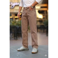 Little Cup Jeans Co  Erkek Eskitilmiş Kahve Baggy Fit Rahat Kalıp Jean Pantolon