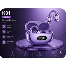 GUNKES K01 Klip-On Açık Kulak Kablosuz Bluetooth Kulaklık V5.4 LED Ekranlı Şarj Kutulu