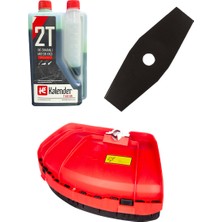 Johnser Motorlu Tırpan Universal Bakım ve Kesim Seti Kalender 2t Motor Yağı Bıçak Koruyucu Siperlik ve 2d Düz Çelik Tırpan Bıçağı