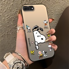 HONTINGA iPhone 7 Plus ile Uyumlu Kılıfı Silikon Kenar Sert Arka Düşüme Önleyici Basitlik Anti Düşme Kamera Korumali Snoopy Desen Telefon Kılıfı Kadın ve Erkek Için Uygundur K1-0080