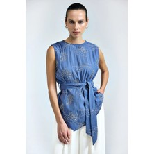 Sateen Dina Bluz - Indigo