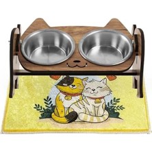 Calperia Demonte Kedi Mama ve Su Kabı, Çift Hazneli Seramik Set