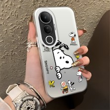 HONTINGA Vivo V50 Lite ile Uyumlu Kılıfı Silikon Kenar Sert Arka Düşüme Önleyici Basitlik Anti Düşme Kamera Korumali Snoopy Desen Telefon Kılıfı Kadın ve Erkek Için Uygundur K1-0080