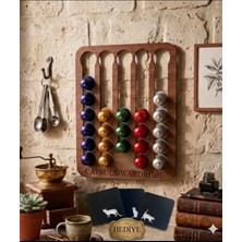 İDA Craft ahşap nespresso   Kahve Kapsül Tutucu Stand duvar tipi  30 kapsül kedili bardak altlığı hediyeli