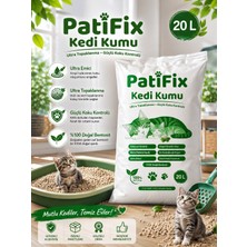 Patifix 20 Lt %99 Tozsuz Ince Taneli Süper Topaklanan Beyaz Bentonit Kedi Kumu Kokusuz Organik Kedi Kumu