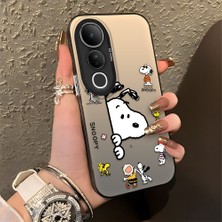 HONTINGA Vivo V50 Lite ile Uyumlu Kılıfı Silikon Kenar Sert Arka Düşüme Önleyici Basitlik Anti Düşme Kamera Korumali Snoopy Desen Telefon Kılıfı Kadın ve Erkek Için Uygundur K1-0080