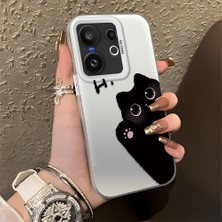 HONTINGA Vivo X200 Fe ile Uyumlu Kılıfı Silikon Kenar Sert Arka Düşüme Önleyici Basitlik Anti Düşme Kamera Korumali Kedi Desen Telefon Kılıfı Kadın ve Erkek Için Uygundur K1-0082