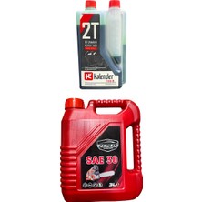Johnser Kalender 2 Zamanlı Motor Yağı ve Zincir Yağı Seti 1 Litre 2t Benzin Katkı Yağı + 3 Litre 30 Numara Testere Zincir Yağı Profesyonel Kullanım