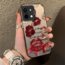 HONTINGA Vivo Y28 ile Uyumlu Kılıfı Silikon Kenar Sert Arka Düşüme Önleyici Basitlik Anti Düşme Kamera Korumali Öpücük Desen Telefon Kılıfı Kadın ve Erkek Için Uygundur K1-0079