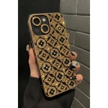 Nezih Case iPhone 15 Uyumlu Kamera Korumalı Parlak Taşlı Diamond Tasarım Simli Kılıf