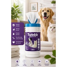 Twinkle Kedi & Köpek Için Hijyenik Premium Islak Mendil 50 Adet Silindir Kutu- Doğal, Vegan Içerik