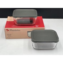 Paşabahçe Snow Box Gri Kapaklı Cam Saklama Kabı 2'li