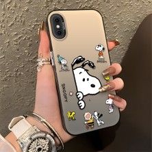 HONTINGA iPhone Xs Max ile Uyumlu Kılıfı Silikon Kenar Sert Arka Düşüme Önleyici Basitlik Anti Düşme Kamera Korumali Snoopy Desen Telefon Kılıfı Kadın ve Erkek Için Uygundur K1-0080