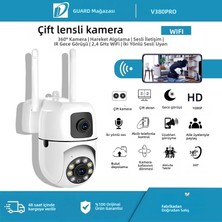 Dobest SQ21 Wifi Güvenlik Kamerası: 2 Lensli, Aynı Anda 2 Ekranda Görüntüleme, 360 Derece Dönebilen, Renkli Gece Görüşü ve Iki Yönlü Sesli Iletişim Desteği