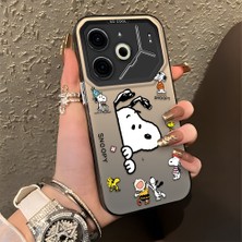 HONTINGA Tecno Pova 6 ile Uyumlu Kılıfı Silikon Kenar Sert Arka Düşüme Önleyici Basitlik Anti Düşme Kamera Korumali Snoopy Desen Telefon Kılıfı Kadın ve Erkek Için Uygundur K1-0080