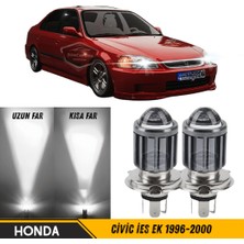 ŞüsCarOto Aksesuar Honda Civic Ies Ek 1996-2000 Uyumlu Mercekli Far Ampulü LED Xenon Beyaz Renk Far Şimşek Etkili Csp LED Lamba Uzun Kısa 2 Adet Takım