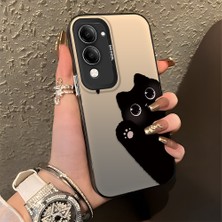 HONTINGA Vivo Y04 ile Uyumlu Kılıfı Silikon Kenar Sert Arka Düşüme Önleyici Basitlik Anti Düşme Kamera Korumali Kedi Desen Telefon Kılıfı Kadın ve Erkek Için Uygundur K1-0082