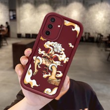 HONTINGA Samsung Galaxy A26 ile Uyumlu Kılıfı Düşüme Önleyici Basitlik Anti Düşme Kamera Korumali Anime Bordo Desen Yumuşak Silikon Telefon Kılıfı Kadın ve Erkek Için Uygundur K2-7055