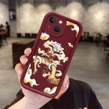 HONTINGA iPhone 15 ile Uyumlu Kılıfı Düşüme Önleyici Basitlik Anti Düşme Kamera Korumali Anime Bordo Desen Yumuşak Silikon Telefon Kılıfı Kadın ve Erkek Için Uygundur K2-7055