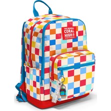 Coral High Çok Renkli Dama Desenli 3’lü Okul Çanta Seti SET0133225