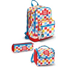 Coral High Çok Renkli Dama Desenli 3’lü Okul Çanta Seti SET0133225