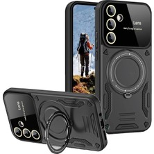 Durukar®  Samsung Galaxy S24 Fe Kılıf Joy Lens Standlı Kapak - Siyah