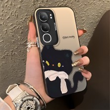 HONTINGA Vivo Y19S ile Uyumlu Kılıfı Silikon Kenar Sert Arka Düşüme Önleyici Basitlik Anti Düşme Kamera Korumali Kedi Desen Telefon Kılıfı Kadın ve Erkek Için Uygundur K1-0081