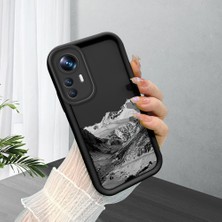 HONTINGA Xiaomi Mi 12T ile Uyumlu Kılıfı Düşüme Önleyici Basitlik Anti Düşme Kamera Korumali Dağ Siyah Desen Yumuşak Silikon Telefon Kılıfı Kadın ve Erkek Için Uygundur K2-0149