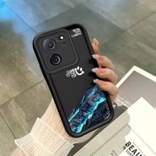 HONTINGA Xiaomi Mi 13T ile Uyumlu Kılıfı Düşüme Önleyici Basitlik Anti Düşme Kamera Korumali Dağ Siyah Desen Yumuşak Silikon Telefon Kılıfı Kadın ve Erkek Için Uygundur K2-0149