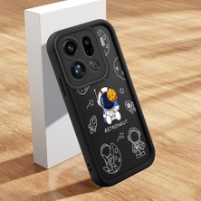 HONTINGA Oppo Find X9 Pro 5g ile Uyumlu Kılıfı Düşüme Önleyici Basitlik Anti Düşme Kamera Korumali Şirin Kedi Astronot Siyah Desen Yumuşak Silikon Telefon Kılıfı Kadın ve Erkek Için Uygundur K2-0153