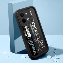 HONTINGA Vivo Y28 ile Uyumlu Kılıfı Düşüme Önleyici Basitlik Anti Düşme Kamera Korumali Şirin Kedi Yaratıcı Siyah Desen Yumuşak Silikon Telefon Kılıfı Kadın ve Erkek Için Uygundur K2-0154