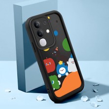 HONTINGA Vivo Y29 ile Uyumlu Kılıfı Düşüme Önleyici Basitlik Anti Düşme Kamera Korumali Şirin Kedi Oyun Siyah Desen Yumuşak Silikon Telefon Kılıfı Kadın ve Erkek Için Uygundur K2-0079