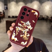HONTINGA Samsung Galaxy S23 Ultra ile Uyumlu Kılıfı Düşüme Önleyici Basitlik Anti Düşme Kamera Korumali Anime Bordo Desen Yumuşak Silikon Telefon Kılıfı Kadın ve Erkek Için Uygundur K2-7055