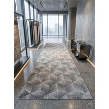 Dinarsu Aksu Prime Dmr Halıcılık Gri Geçişli Modern Kaymaz Taban Salon Hol, Koridor Mutfak Yıkanabilir Jel Kesme Yolluk