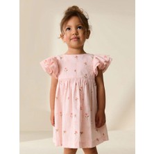 Lolipop Kids Store Kız Çocuk Fırfırlı Kol Detaylı Çiçekli Elbise