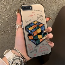HONTINGA iPhone 7 Plus ile Uyumlu Kılıfı Silikon Kenar Sert Arka Düşüme Önleyici Basitlik Anti Düşme Kamera Korumali Küp Oyunu Desen Telefon Kılıfı Kadın ve Erkek Için Uygundur K1-0087
