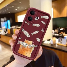 HONTINGA Vıvo V60 Lite  ile Uyumlu Kılıfı Düşüme Önleyici Basitlik Anti Düşme Kamera Korumali Köpekbalığı Bordo Desen Yumuşak Silikon Telefon Kılıfı Kadın ve Erkek Için Uygundur K2-7057