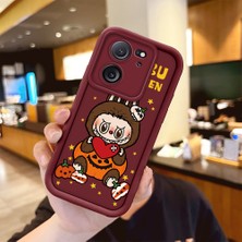 HONTINGA Xiaomi Mi 13T Pro ile Uyumlu Kılıfı Düşüme Önleyici Basitlik Anti Düşme Kamera Korumali Labubu Bordo Desen Yumuşak Silikon Telefon Kılıfı Kadın ve Erkek Için Uygundur K2-7063